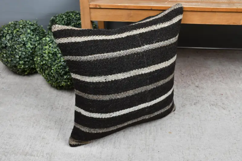 20x20 Brown Cushion, Turkish Kilim Pillow, Oriental Cushion Cover, Kilim Pillow Cover, Boho Pillow, Sustainable Pillow Sham, Cushion Cover - 7