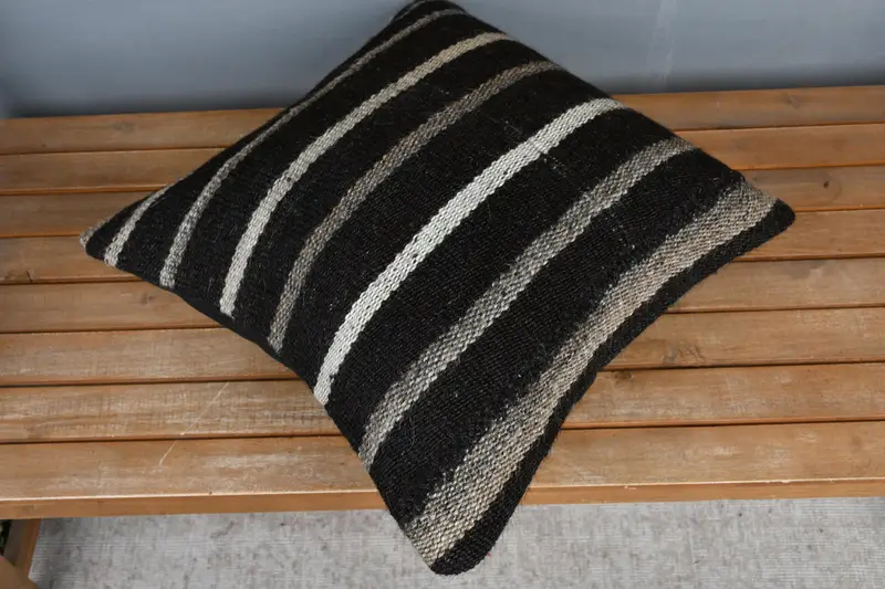 20x20 Brown Cushion, Turkish Kilim Pillow, Oriental Cushion Cover, Kilim Pillow Cover, Boho Pillow, Sustainable Pillow Sham, Cushion Cover - 2