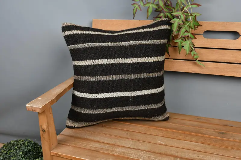 20x20 Brown Cushion, Turkish Kilim Pillow, Oriental Cushion Cover, Kilim Pillow Cover, Boho Pillow, Sustainable Pillow Sham, Cushion Cover - 1