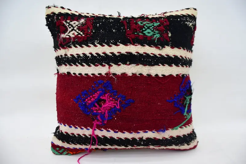 Pillow for Sofa, Comfy Throw Cushion Case, 18x18 Red Pillow Case, Cushion, Pillow for Couch, Vintage Kilim Pillow, Handmade Pillow Cover - 4