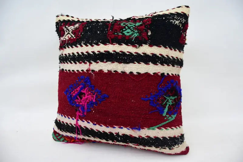 Pillow for Sofa, Comfy Throw Cushion Case, 18x18 Red Pillow Case, Cushion, Pillow for Couch, Vintage Kilim Pillow, Handmade Pillow Cover - 3