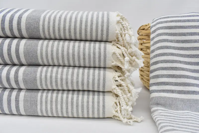 Navy Striped Terry Towel Beach Towel Blue 67x40 Inches