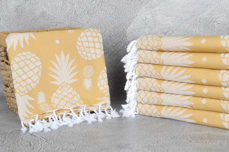 Large Turkish Towel, Kids Beach Towel, Personalized Bridesmaid Gift, Bridesmaid Gift, Valentines Day Gift Idea, 70x36 Cotton Pineapple Design Towel - 4