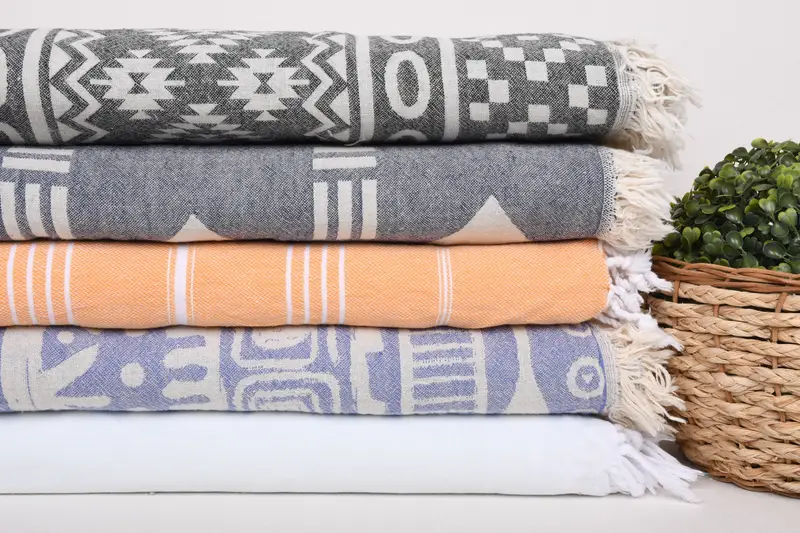 80x60 Cotton Set of 5 Towel, Turkish Blanket, Tablecloth, Turkish Bedspread, Gift For Boyfriend, First Wedding Anniversary Gift, Custom Blanket - 3