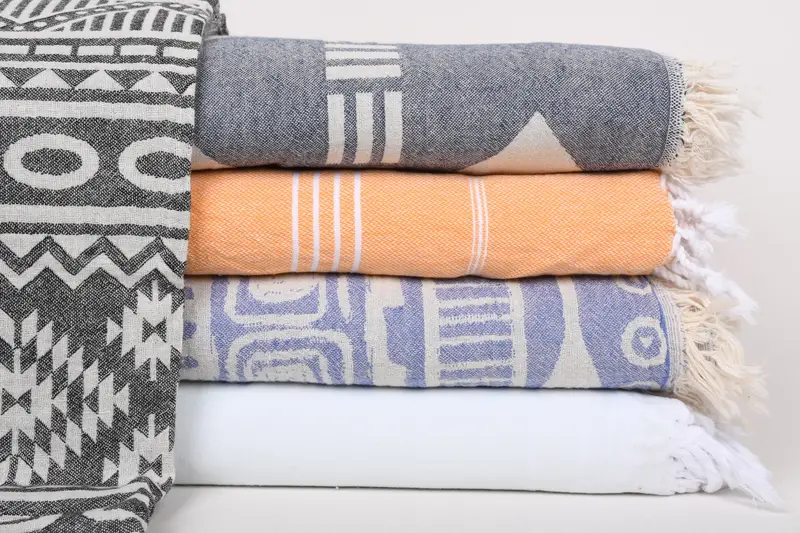 80x60 Cotton Set of 5 Towel, Turkish Blanket, Tablecloth, Turkish Bedspread, Gift For Boyfriend, First Wedding Anniversary Gift, Custom Blanket - 1