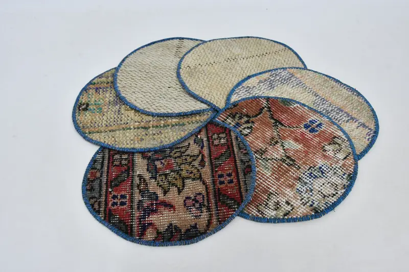 ボヘミアン サークル プレースマット、オレンジ & ブロンズ コットン ウール デコレーション