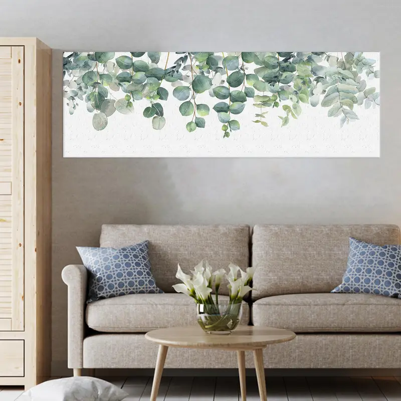 Paintings For Above Bed, Watercolor Canvas Art, Fresh Green Art Decor, , Eucalyptus Art, Minimal Wall Art, Modern Canvas Art, Canvas Art, - 3