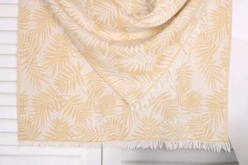 Beach Towel Mustard Cotton Floral Pattern, 40x63 Inches