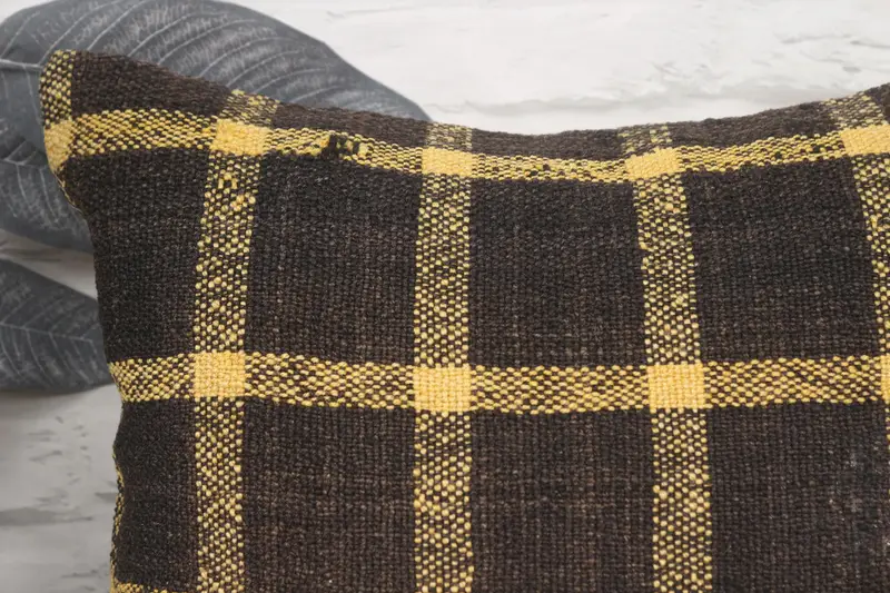 Pillow for Couch, Morroccon Kilim Cushion Pillow Sham, Ethnical Kilim Rug Pillow, 16x16 Brown Cushion Cover, Vintage Pillow, Cushion Cover - 2