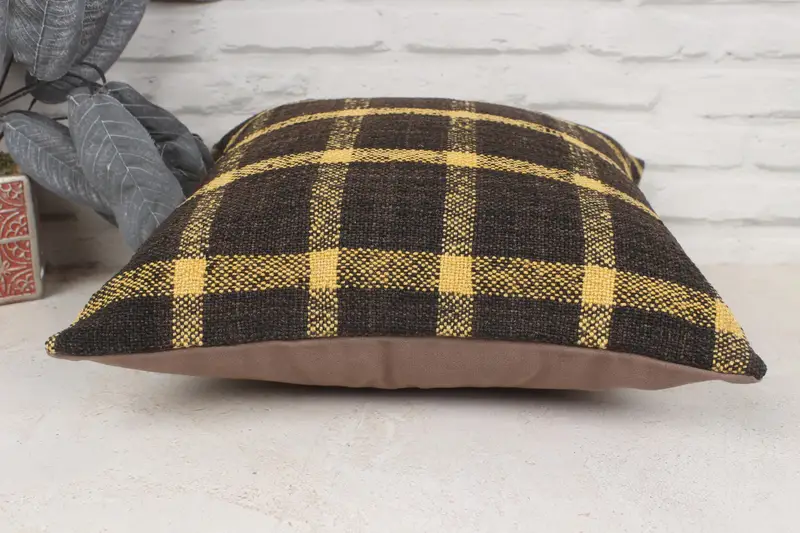 Pillow for Couch, Morroccon Kilim Cushion Pillow Sham, Ethnical Kilim Rug Pillow, 16x16 Brown Cushion Cover, Vintage Pillow, Cushion Cover - 5