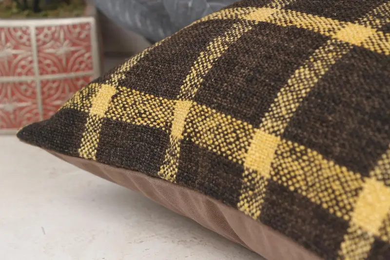 Pillow for Couch, Morroccon Kilim Cushion Pillow Sham, Ethnical Kilim Rug Pillow, 16x16 Brown Cushion Cover, Vintage Pillow, Cushion Cover - 7