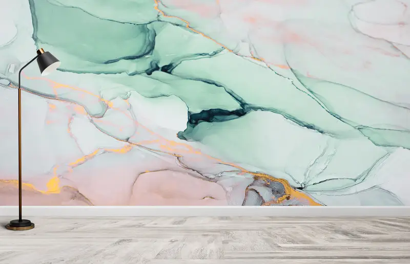 Green Marble Wall Decor, Green Mural, Contemporary Mural, 3d Wall Paper, Custom Wall Paper, Bright Wall Paper, Modern Wall Decor, - 6