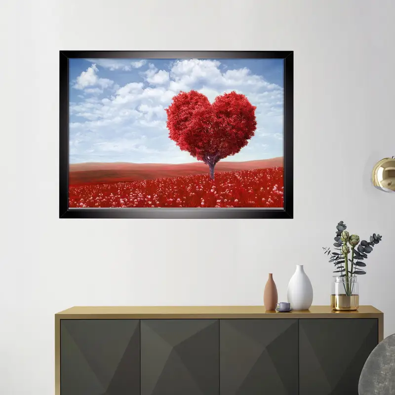 Elegant Heart Tree Glass: Modern Abstract Valentine's Day Design