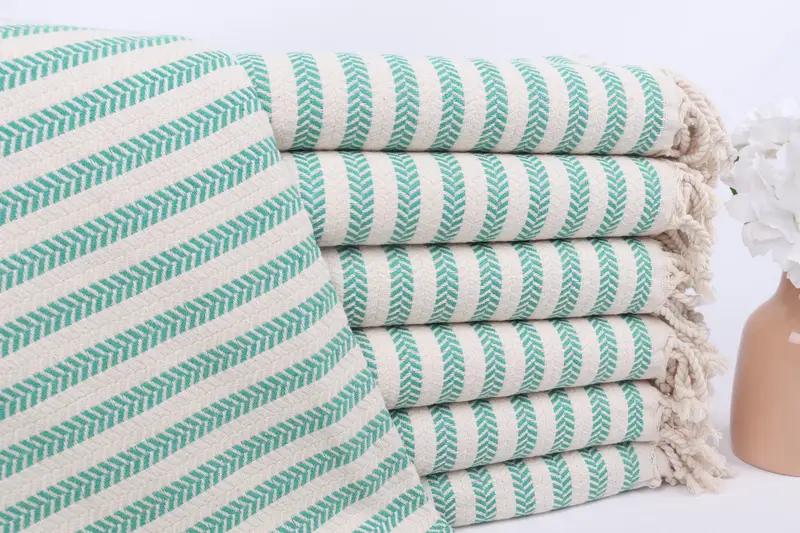 Chevron Towel Green Cotton Bath Towel, 40x71 Inches
