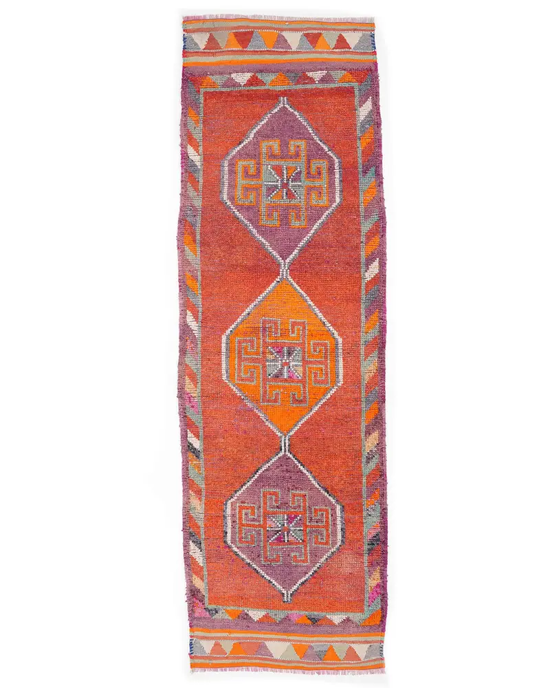 オレンジ&パープルラグ、3.2x10.9フィート迷彩デザイン