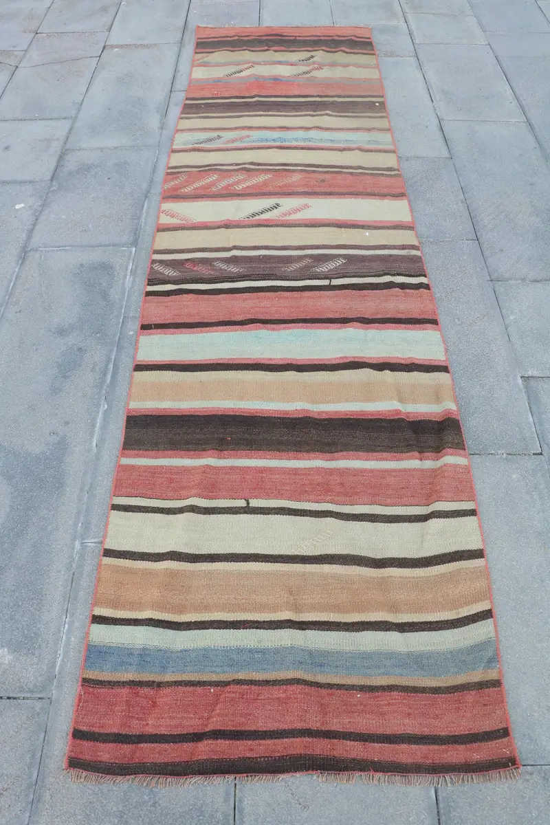 Alfombra roja y morada, diseño botánico de 2,3x8,8 pies