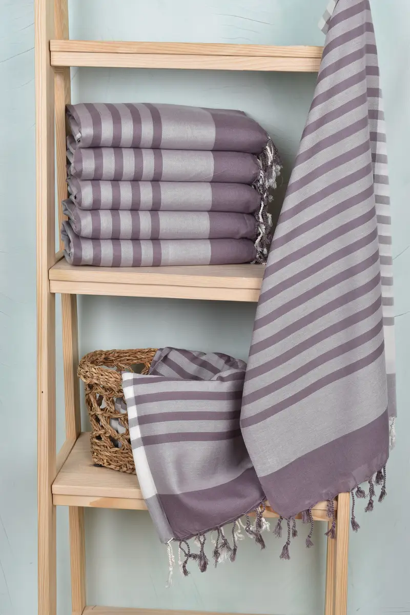 68x36 Cotton Striped Towel, Organic cotton peshtemal for spa and beach, Bridal Shower Gift, Thin towel, Bachelorette Party Favors, Home Decor Towel - 4