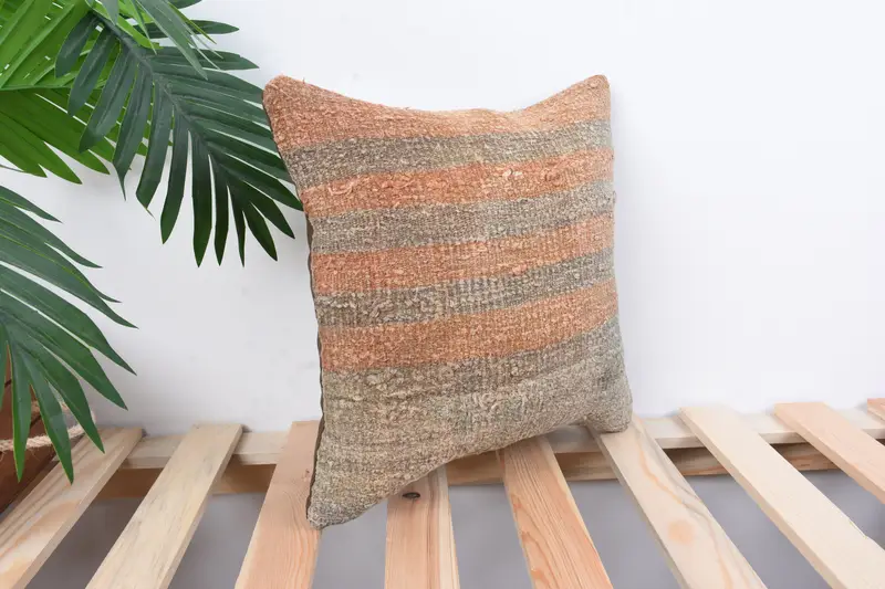 Outdoor Patio Cushion, Muted Pillow Sham, Kilim Pillow Cover, 12x12 Beige Pillow Cover, Kilim Pillow, Cushion Cover, Throw Kilim Pillow - 4