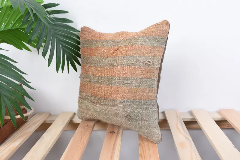 Outdoor Patio Cushion, Muted Pillow Sham, Kilim Pillow Cover, 12x12 Beige Pillow Cover, Kilim Pillow, Cushion Cover, Throw Kilim Pillow - 5