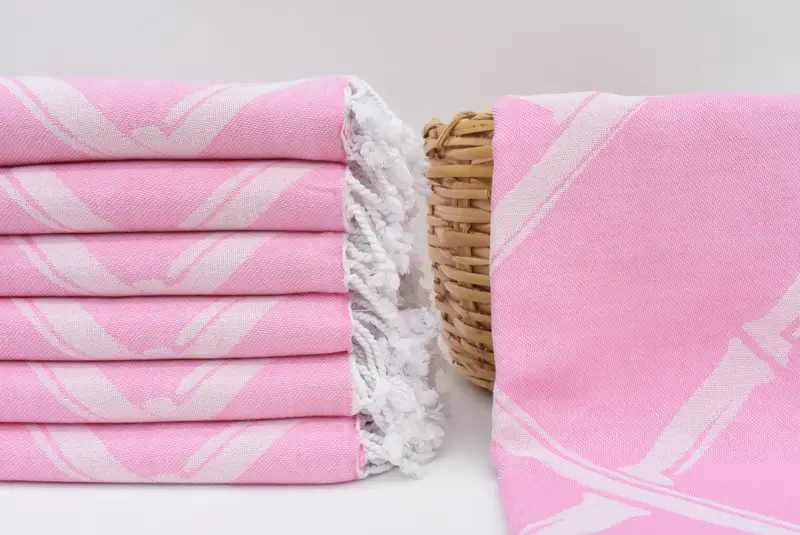 Bachelorette Pink Bamboo Branch Patterned Organic Cotton Towel, 70x40 Inches