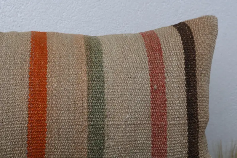 Kilim Rug Cushion, Personalized Gift Pillow Cushion Case, Pillow, Kilim Cushion Sham, 12x24 Beige Pillow, Turkish Kilim Pillow, Throw Kilim Pillow - 5