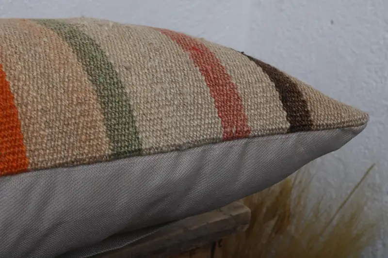 Kilim Rug Cushion, Personalized Gift Pillow Cushion Case, Pillow, Kilim Cushion Sham, 12x24 Beige Pillow, Turkish Kilim Pillow, Throw Kilim Pillow - 6