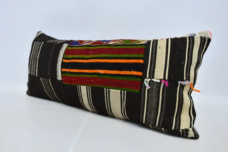 Kilim Pillow, Shabby Chic Pillow Cover, Pillow Sham, 16x36 Brown Pillow Sham, Throw Kilim Pillow, Turkish Pillow, Garden Pillow Sham - 4