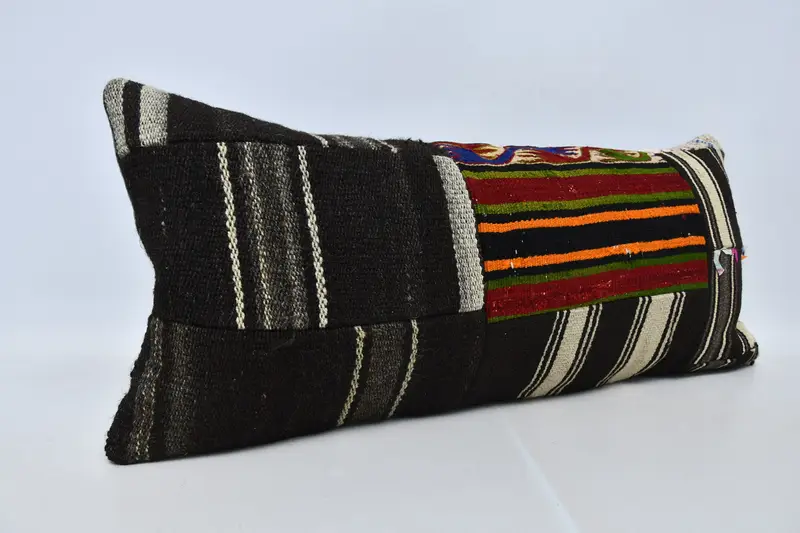 Kilim Pillow, Shabby Chic Pillow Cover, Pillow Sham, 16x36 Brown Pillow Sham, Throw Kilim Pillow, Turkish Pillow, Garden Pillow Sham - 3