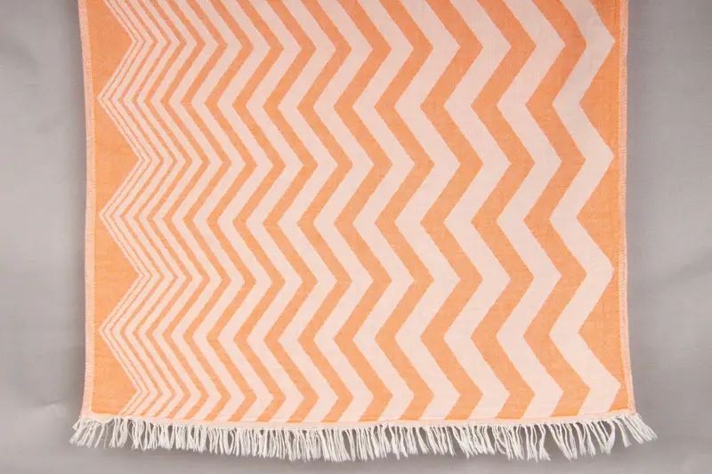 Wedding Dish Towel Orange Zigzag Turkish Hand Towel, 24x40 Inches