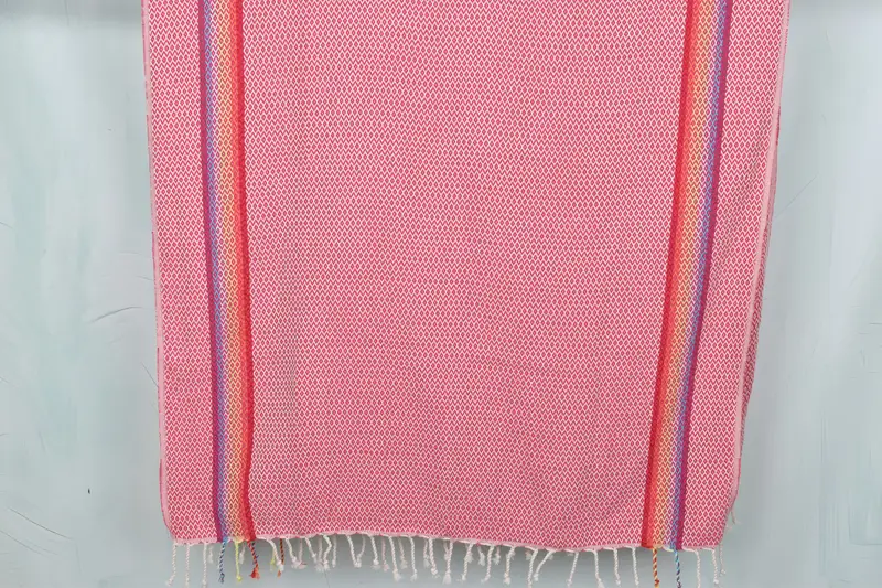 Fuchsia Cotton Towel Turkish Bath, Beige Secondary, 40x71 Inches