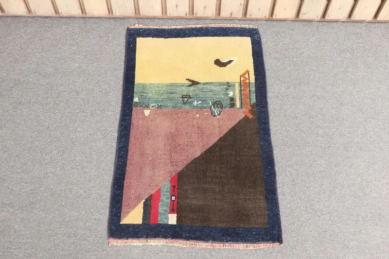 手作りのブラウンアニマルプリントラグ、1.8x2.8フィート