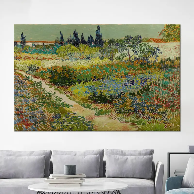 エレガントな緑の花の抽象的な自由奔放に生きる農家のキャンバス プリント