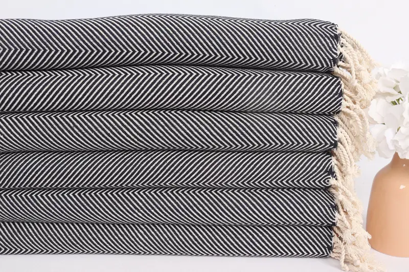 Bride Gift, Monogram Kitchen Towel, Bridesmaid Gifts, Home Decor Gifts, Bathroom Towels, 40x20 Cotton Herringbone Towel, Best Wedding Gift - 3