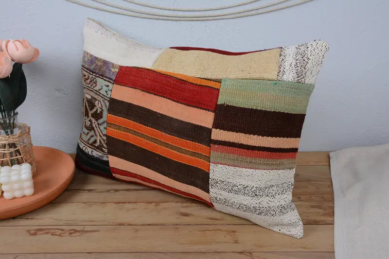 Pillow for Sofa, 16x24 Orange Cushion, Seat Pillow Case, Handmade Kilim Cushion, Gift Pillow, Cushion, Yoga Cushion Case - 4