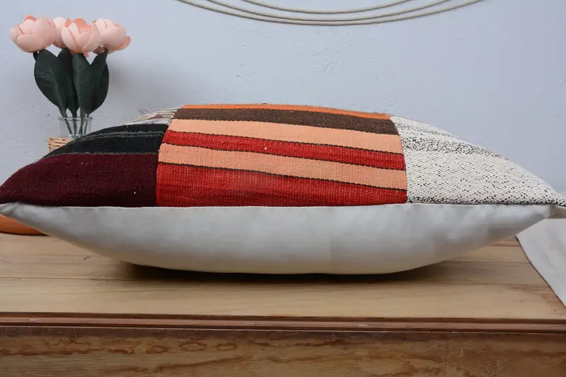 Pillow for Sofa, 16x24 Orange Cushion, Seat Pillow Case, Handmade Kilim Cushion, Gift Pillow, Cushion, Yoga Cushion Case - 5