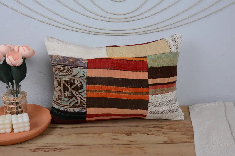 Pillow for Sofa, 16x24 Orange Cushion, Seat Pillow Case, Handmade Kilim Cushion, Gift Pillow, Cushion, Yoga Cushion Case - 2