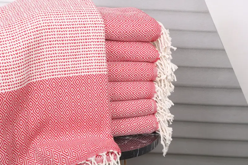 Gift for Bride Personalized Christmas Red Diamond Towel, 40x71 Inches