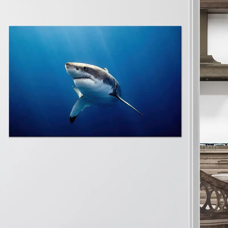 Modern Çiftlik Evi Kanvas: Güzel Köpekbalığı Sualtı Mavisi Kanvas Tablo