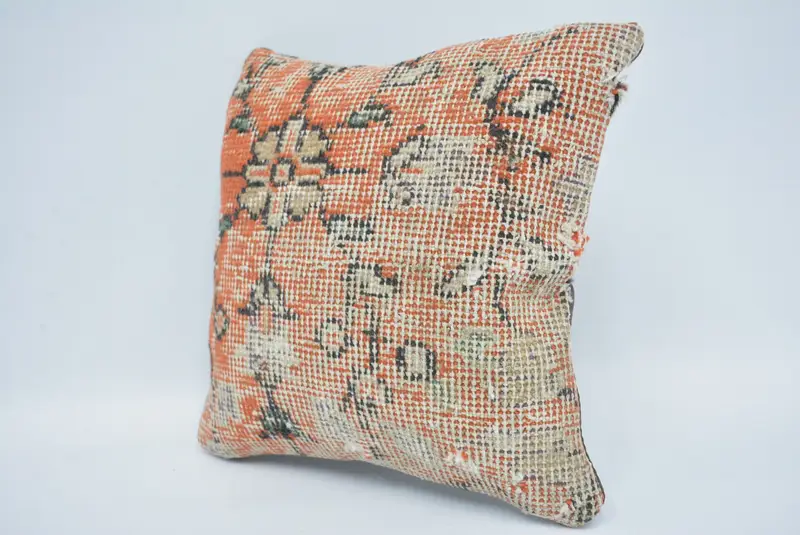 Gift Pillow, Kilim Pillow, Traditional Pillow Case, Sofa Bolster Cushion Cover, Pillow Cover, Turkish Pillow, 12x12 Orange Pillow Case - 4