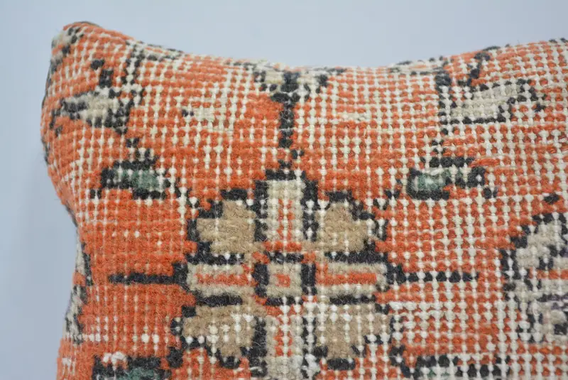 Gift Pillow, Kilim Pillow, Traditional Pillow Case, Sofa Bolster Cushion Cover, Pillow Cover, Turkish Pillow, 12x12 Orange Pillow Case - 2