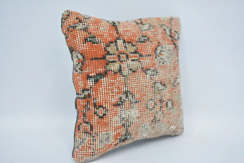 Gift Pillow, Kilim Pillow, Traditional Pillow Case, Sofa Bolster Cushion Cover, Pillow Cover, Turkish Pillow, 12x12 Orange Pillow Case - 3