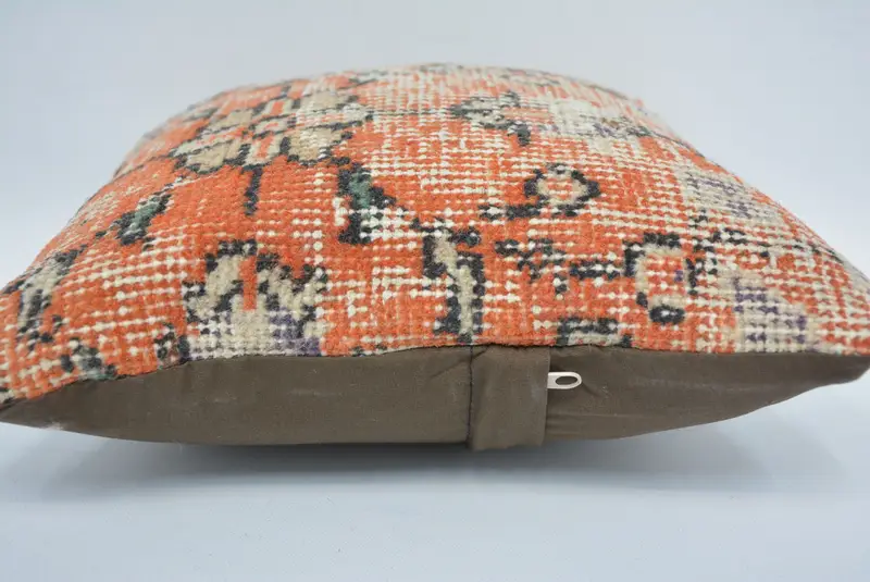 Gift Pillow, Kilim Pillow, Traditional Pillow Case, Sofa Bolster Cushion Cover, Pillow Cover, Turkish Pillow, 12x12 Orange Pillow Case - 5