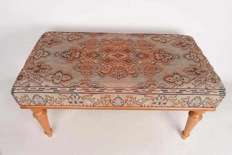 モジュール式キリム風オットマン、レッド＆ベージュのウール混紡、オットマン