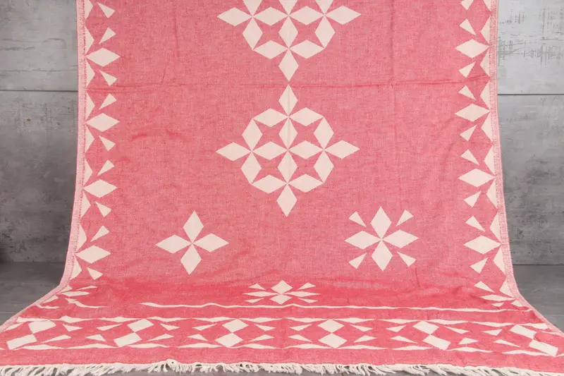 Personalized Turkish Beach Towel Red Compass Rose, 36x67 Inches