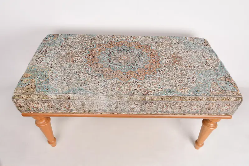 Modular Kilim-Inspired Ottoman Set, Brown Wool Blend Sofa Ottoman