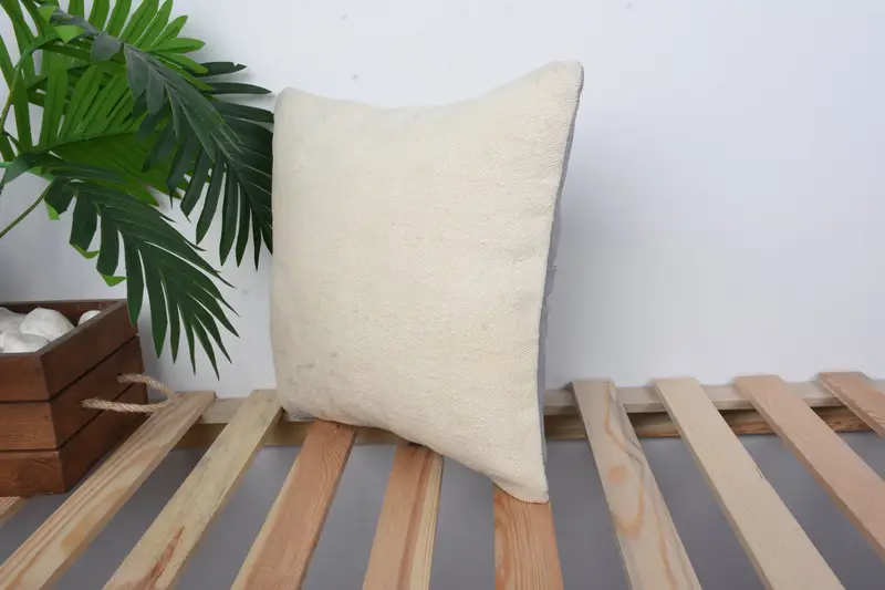 14x14 White Pillow, Tapestry Cushion Case, Vintage Kilim Pillow, Cushion Cover, Home Decor Pillow, Ethnical Kilim Rug Pillow - 5