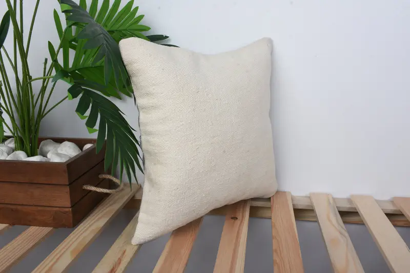 14x14 White Pillow, Tapestry Cushion Case, Vintage Kilim Pillow, Cushion Cover, Home Decor Pillow, Ethnical Kilim Rug Pillow - 4