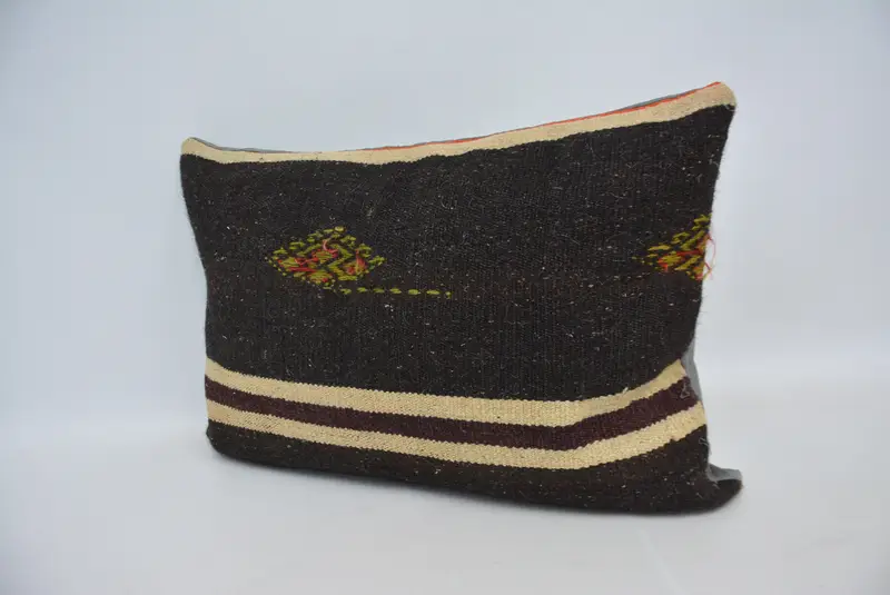 Pillow, Vintage Kilim Pillow, 20x28 Brown Cushion, Interior Designer Pillow, Turkish Pillow, Handmade Throw Cushion, Garden Pillow Cover - 4