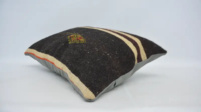 Pillow, Vintage Kilim Pillow, 20x28 Brown Cushion, Interior Designer Pillow, Turkish Pillow, Handmade Throw Cushion, Garden Pillow Cover - 6