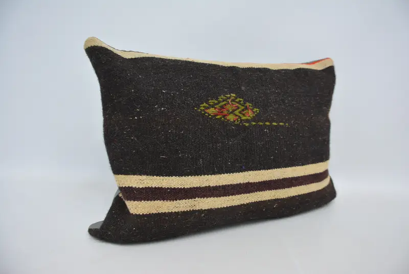 Pillow, Vintage Kilim Pillow, 20x28 Brown Cushion, Interior Designer Pillow, Turkish Pillow, Handmade Throw Cushion, Garden Pillow Cover - 3